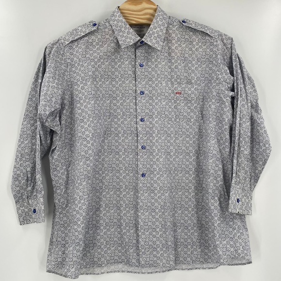 Taylor Stitch 2XL Blue Flower Pattern Long Sleeve Button Up Shirt - Picture 4 of 5